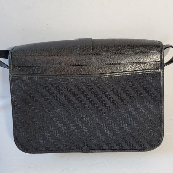 GUCCI Vintage 80's Black Canvas Leather Crossbody Bag Designer Classic Like New - Picture 3 of 12